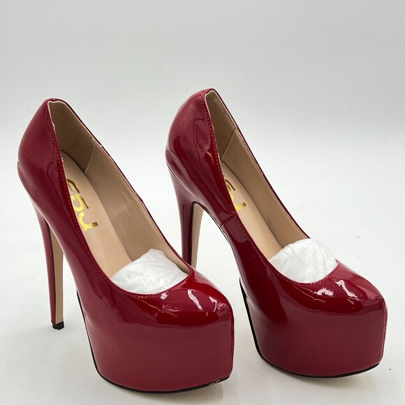 FSJ Wine Extreme High Stiletto Heels Platform Pumps Slip On Pointed Toe Shoe - Picture 4 of 8